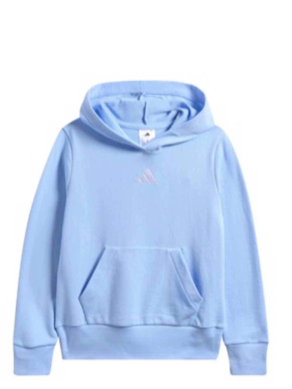 Kids adidas Light Blue Logo French Terry Hoodie with White Logo Size 8